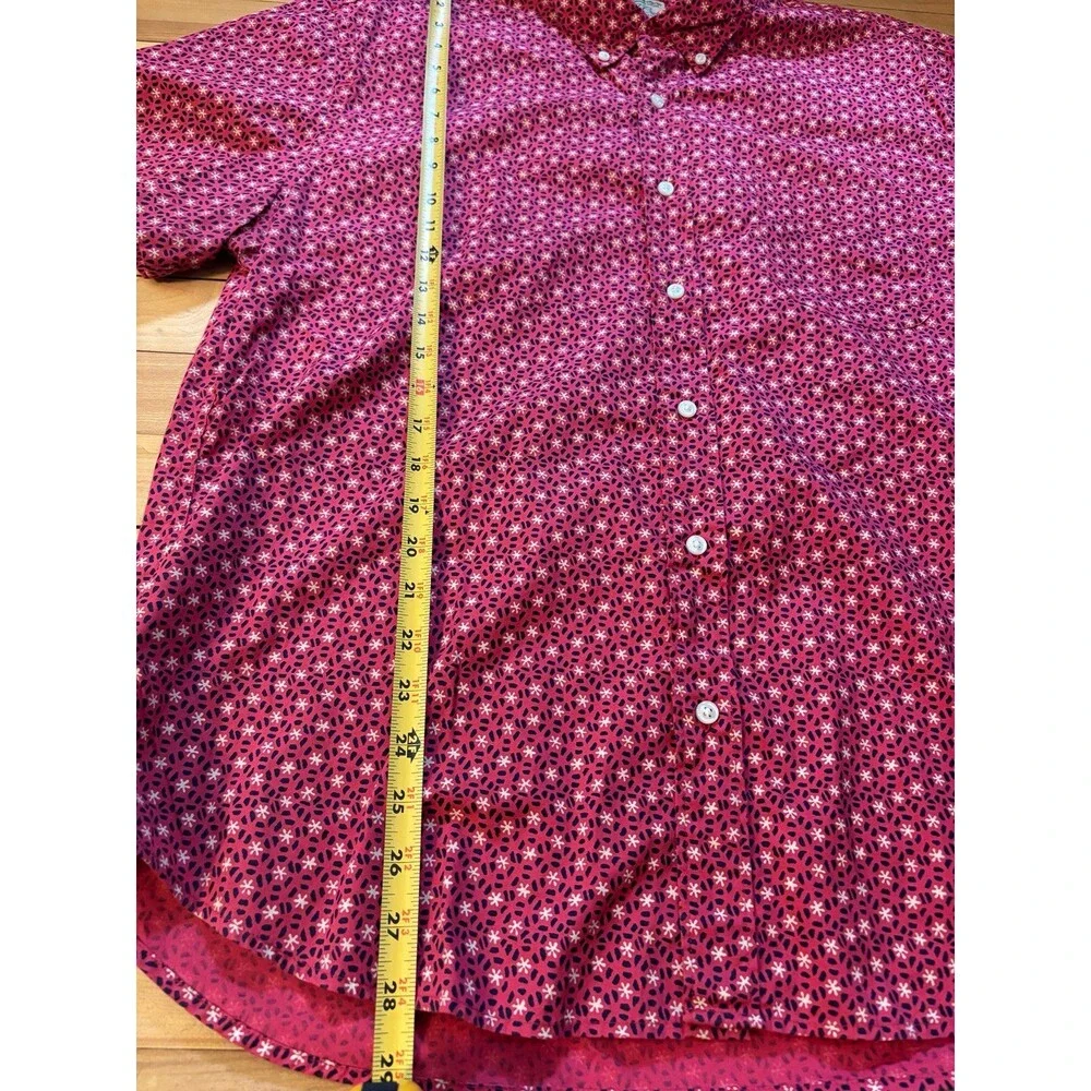 J.Crew Flex Washed Shirt XL Slim Fit Red Geometric Short Sleeve Button floral